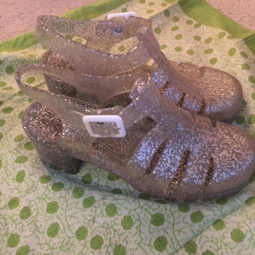 Juju Jellie sandals super glittery silver US 6